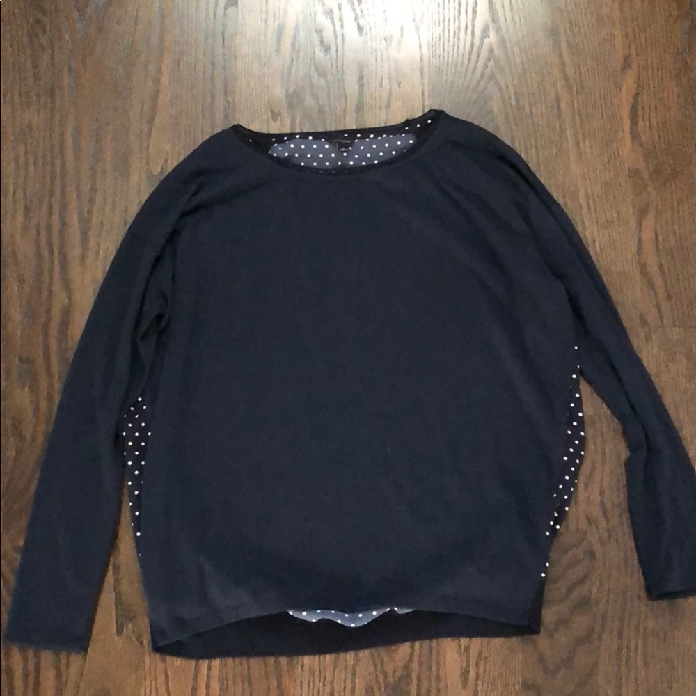 Shirt/light sweater w/ white polka dots in back!